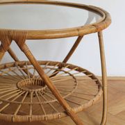 1960's Set of Four Rattan Armchairs and Side Table by Jaroslav Prochazka for ULUV