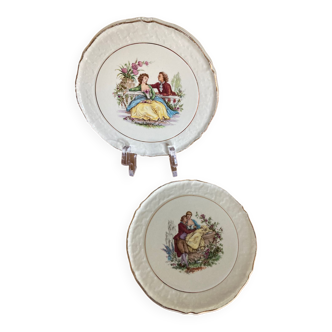 2 Céranord St Amand bottle coasters, Watteau model