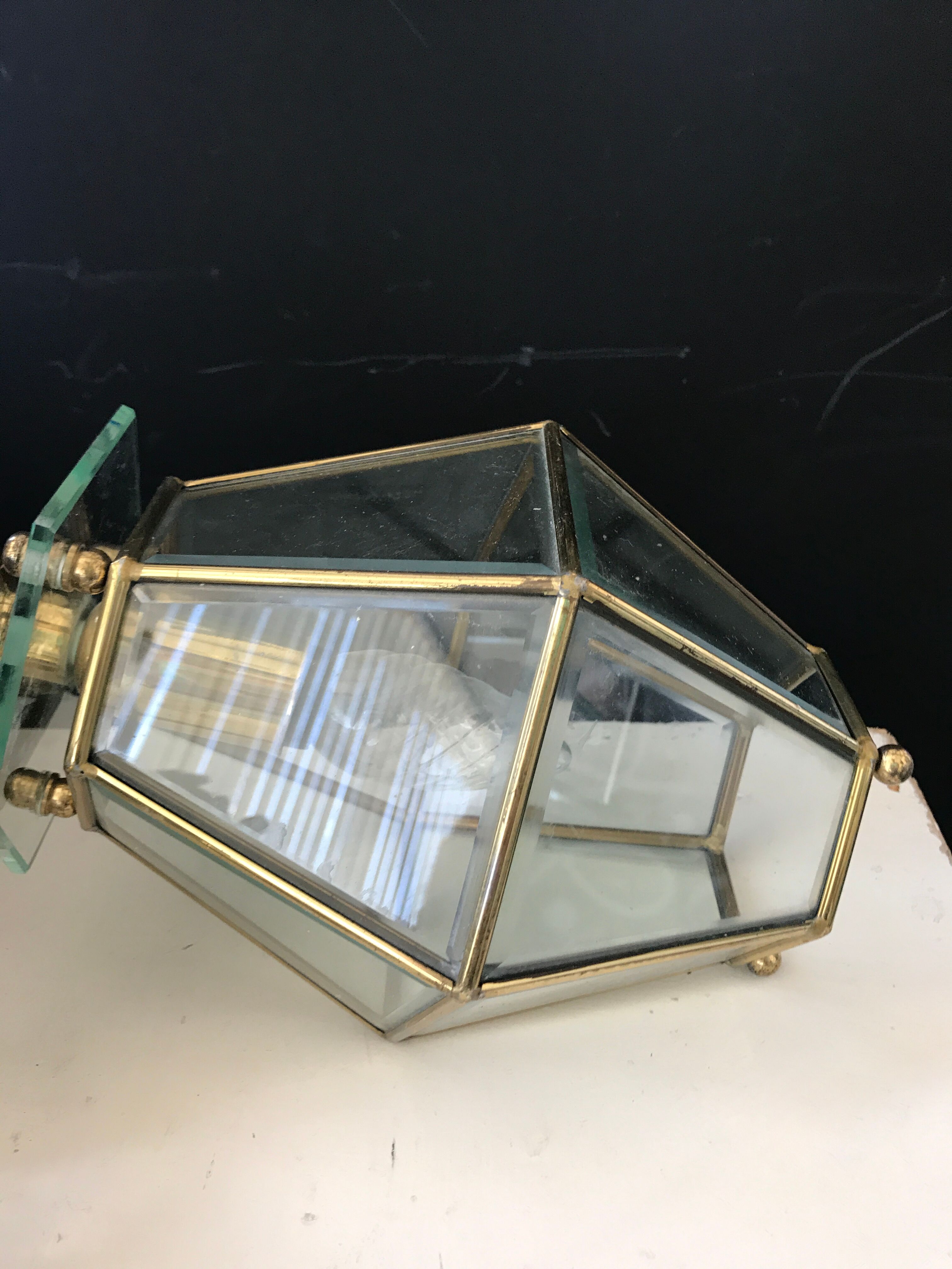 Lantern in glass and brass