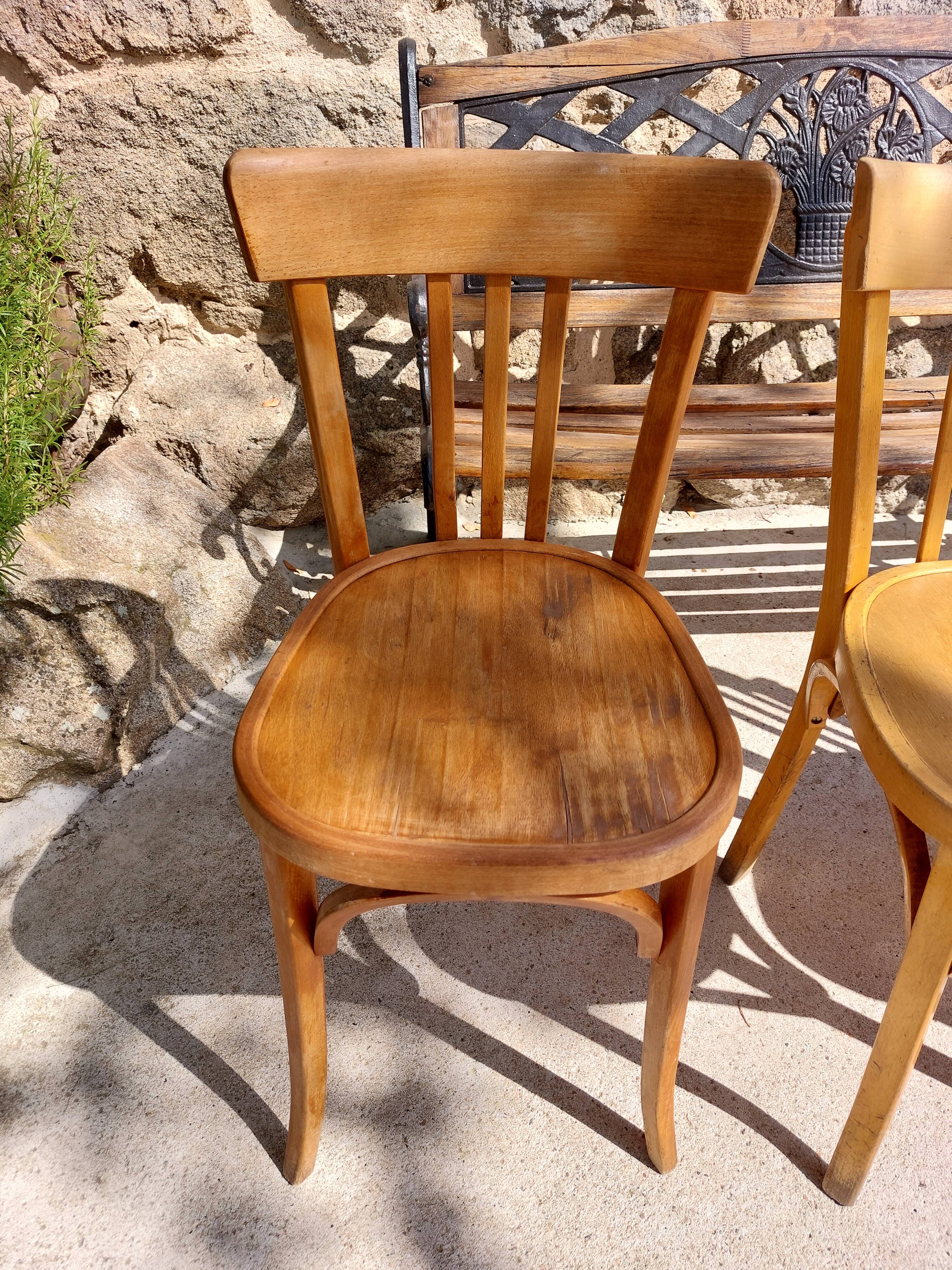 4 Baumann bistro chairs, different shades, vintage