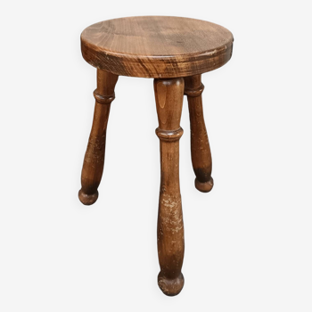 Vintage solid wood tripod stool