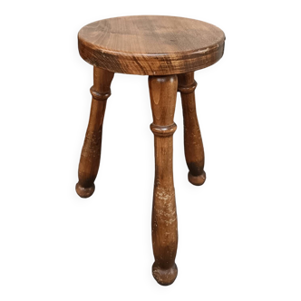 Vintage solid wood tripod stool