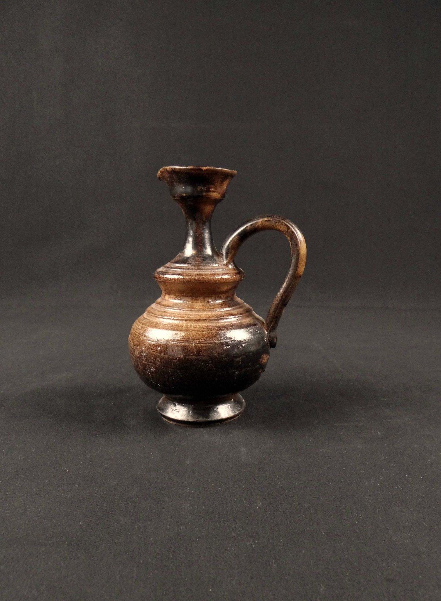 Vintage 1970s ceramic pitcher signed Jean Marais with chamotte glaze