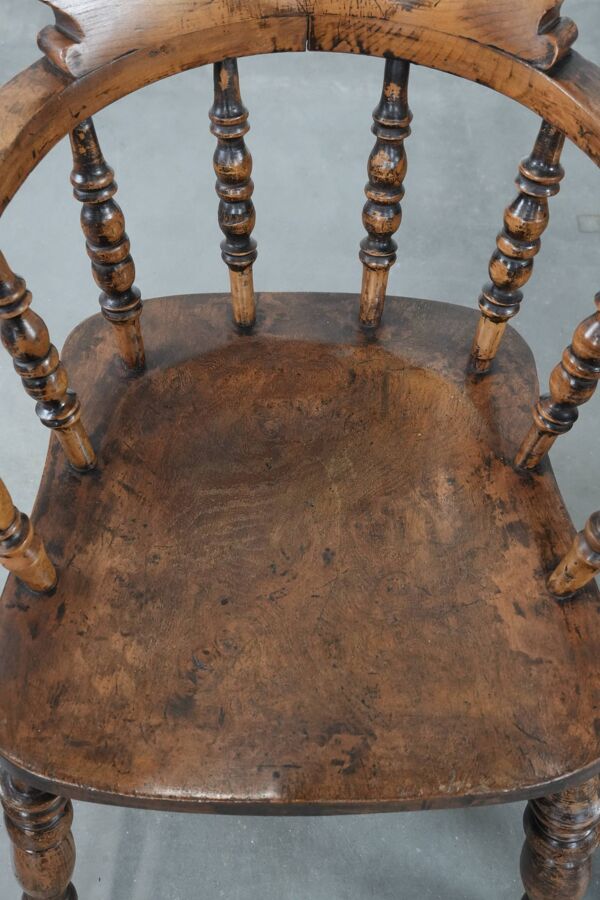 Ensemble de 2 chaises de capitaine anglaises/chaise de bureau antiques du 19ème siècle