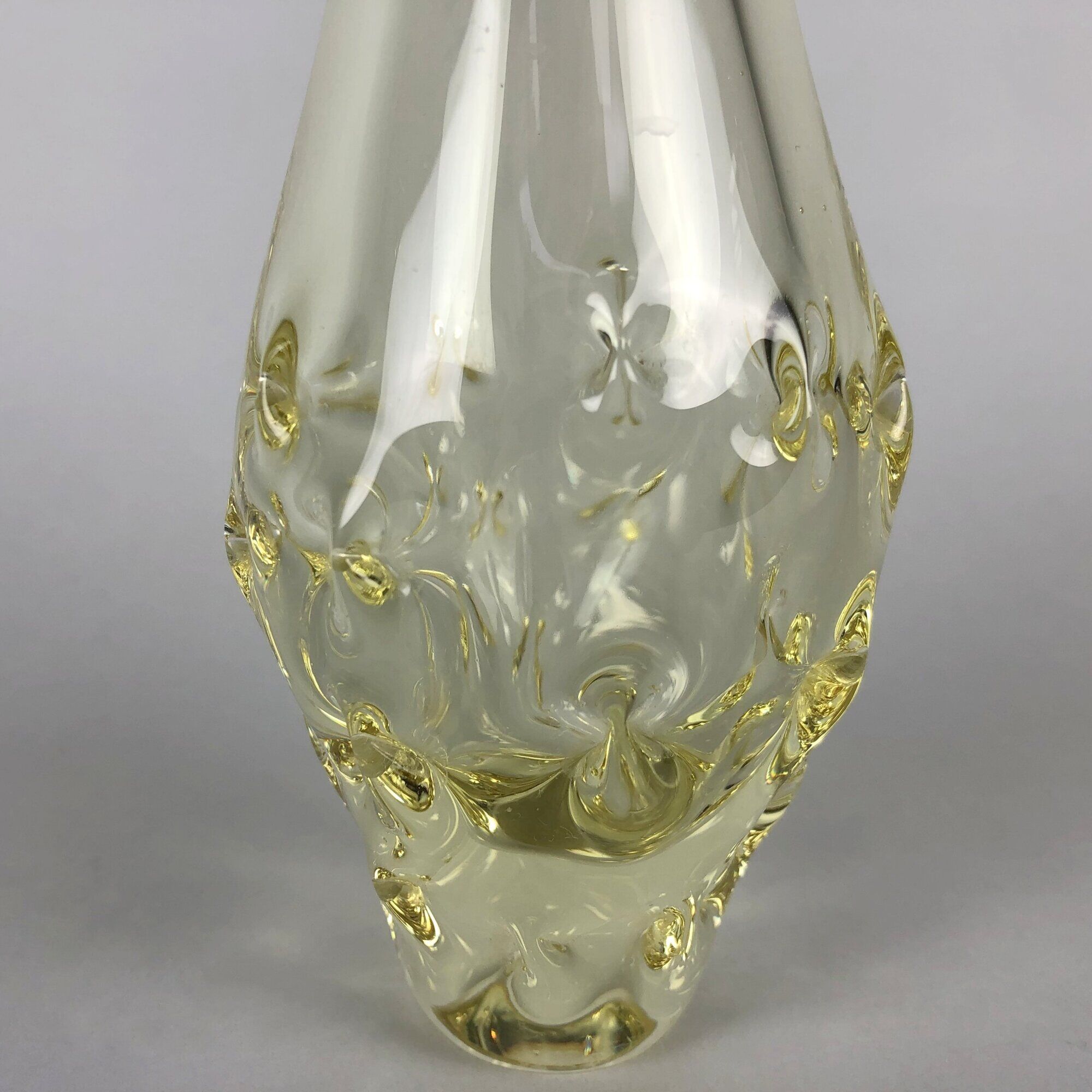 1960's citrine glass vase by miloslav klinger, zelezny brod glassworks