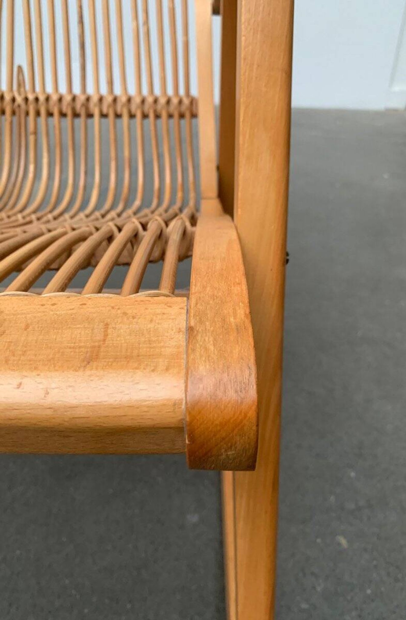 Mid-century German rattan rocking chair from Deutschen Werkstätten Hellerau, 1960s.