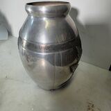 Art Deco vase in repoussé tin Signed Houzeaux Floral decoration 30 cm