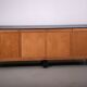 Black oak brutalist sideboard by Jean Batenburg with graphical doors for MI, Belgium