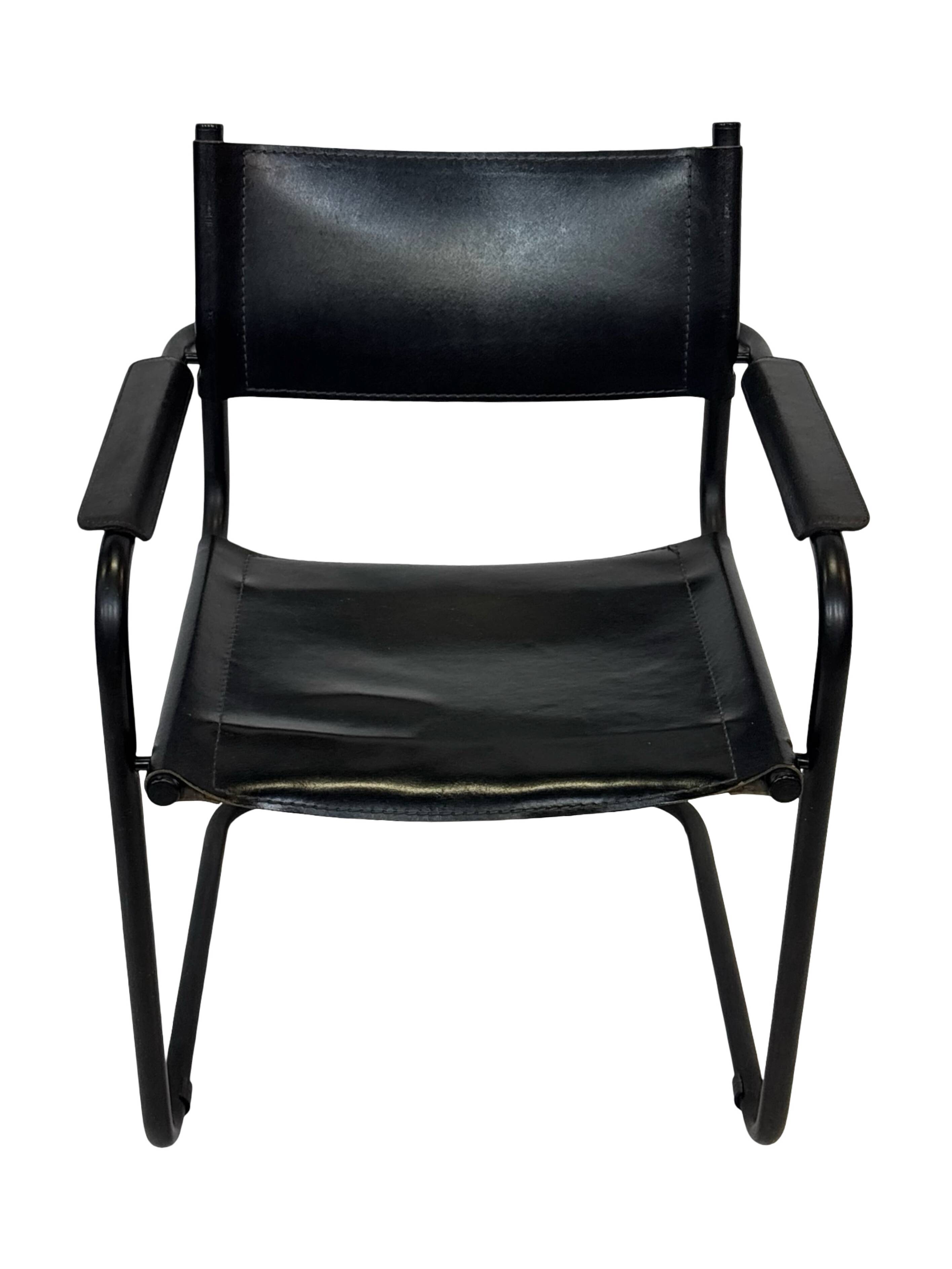 Vintage Breuer style leather chair B32/34 Italian Design in black