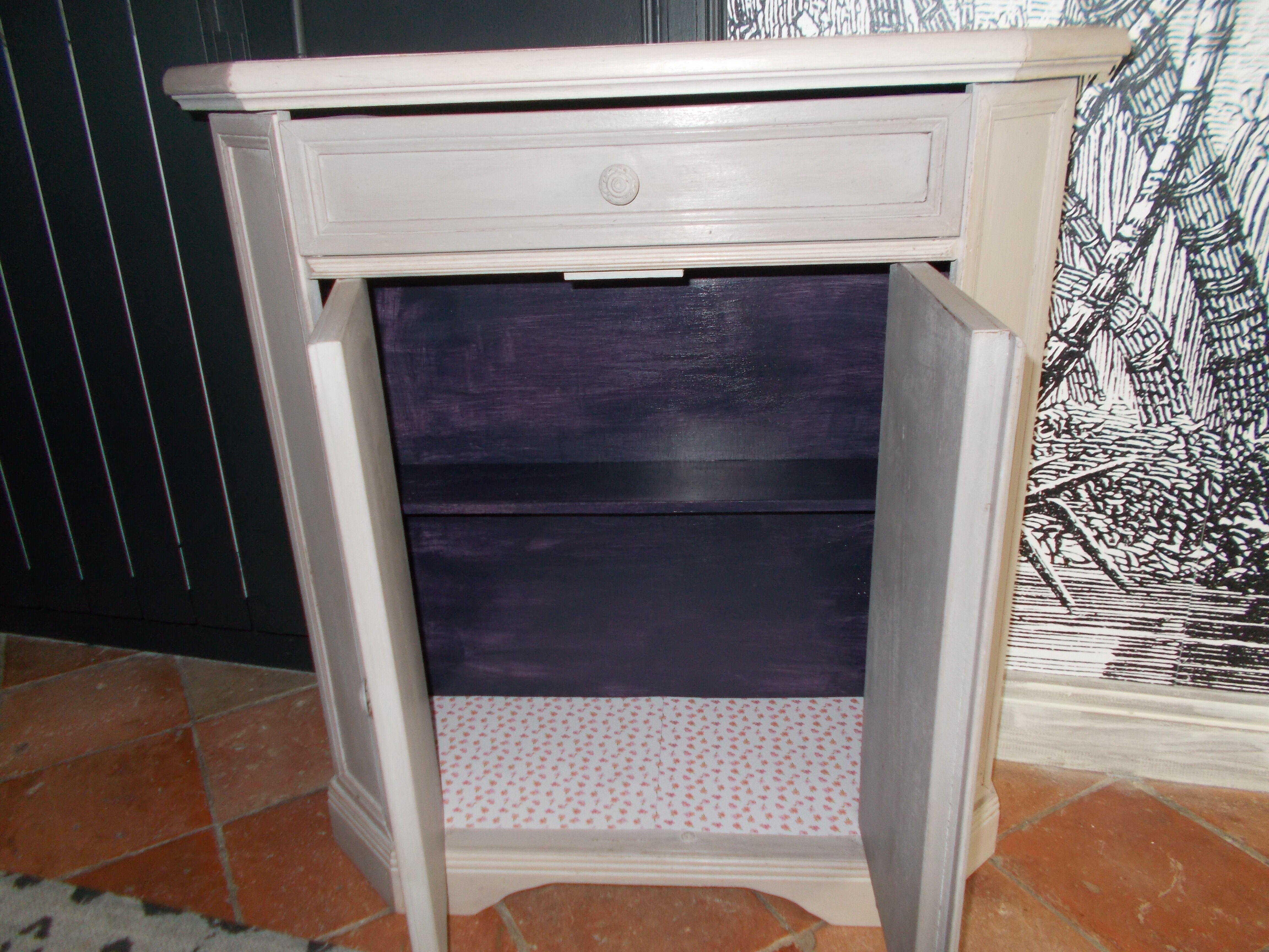 Small buffet patine grey and beige