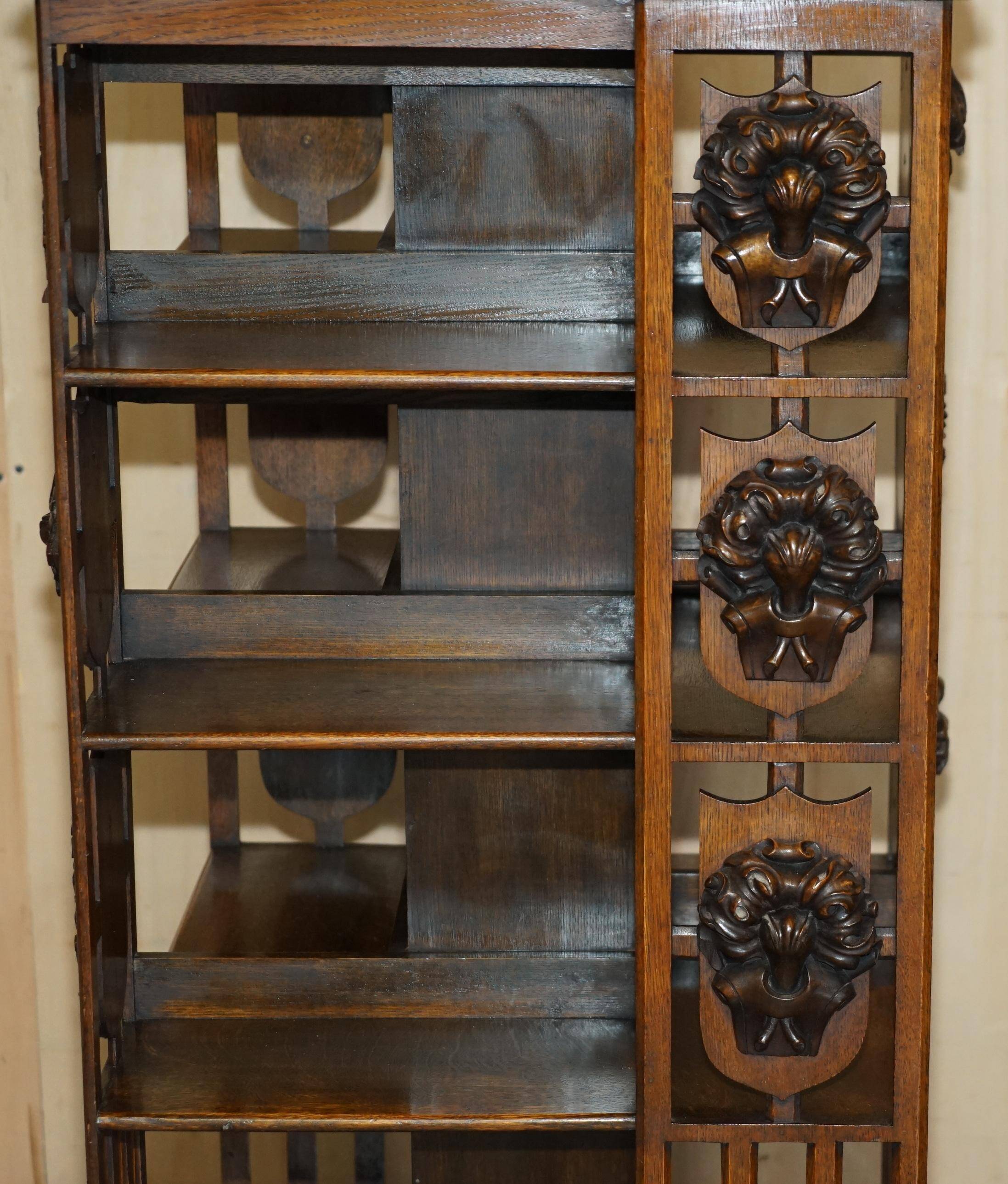 Antique Art Nouveau Victorian hand-carved revolving library.