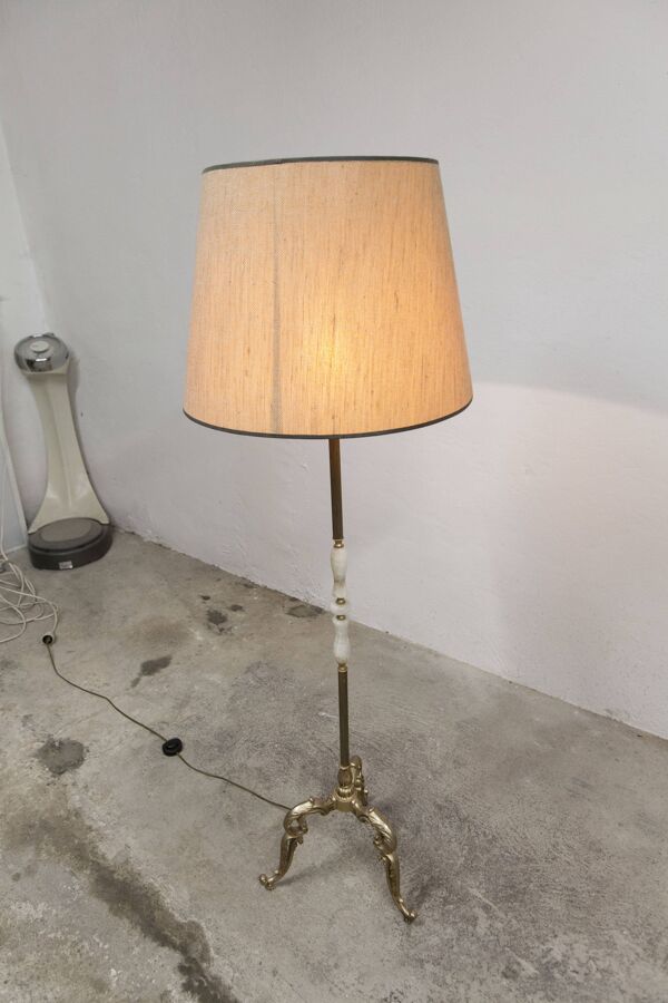 Lampadaire Bronze et marbre blanc 1960