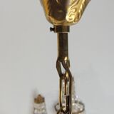 Antique crystal chandelier with 2 wall sconces – Vintage milk pendant