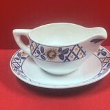 Sarreguemines sauce boat + 2 serving dishes, Reval ceramic decor
