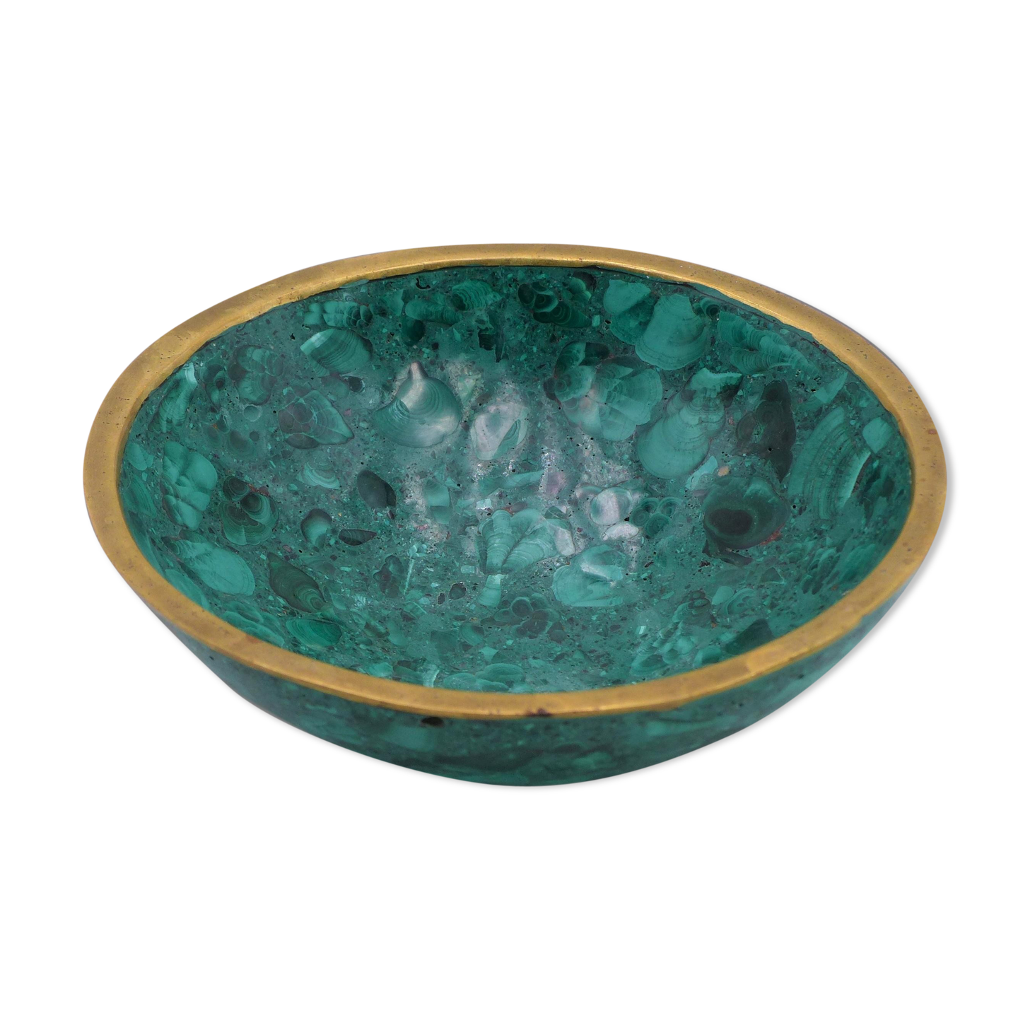 Malachite and brass cup