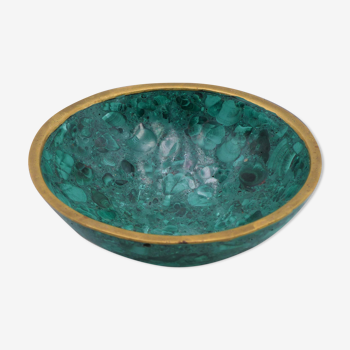 Malachite and brass cup
