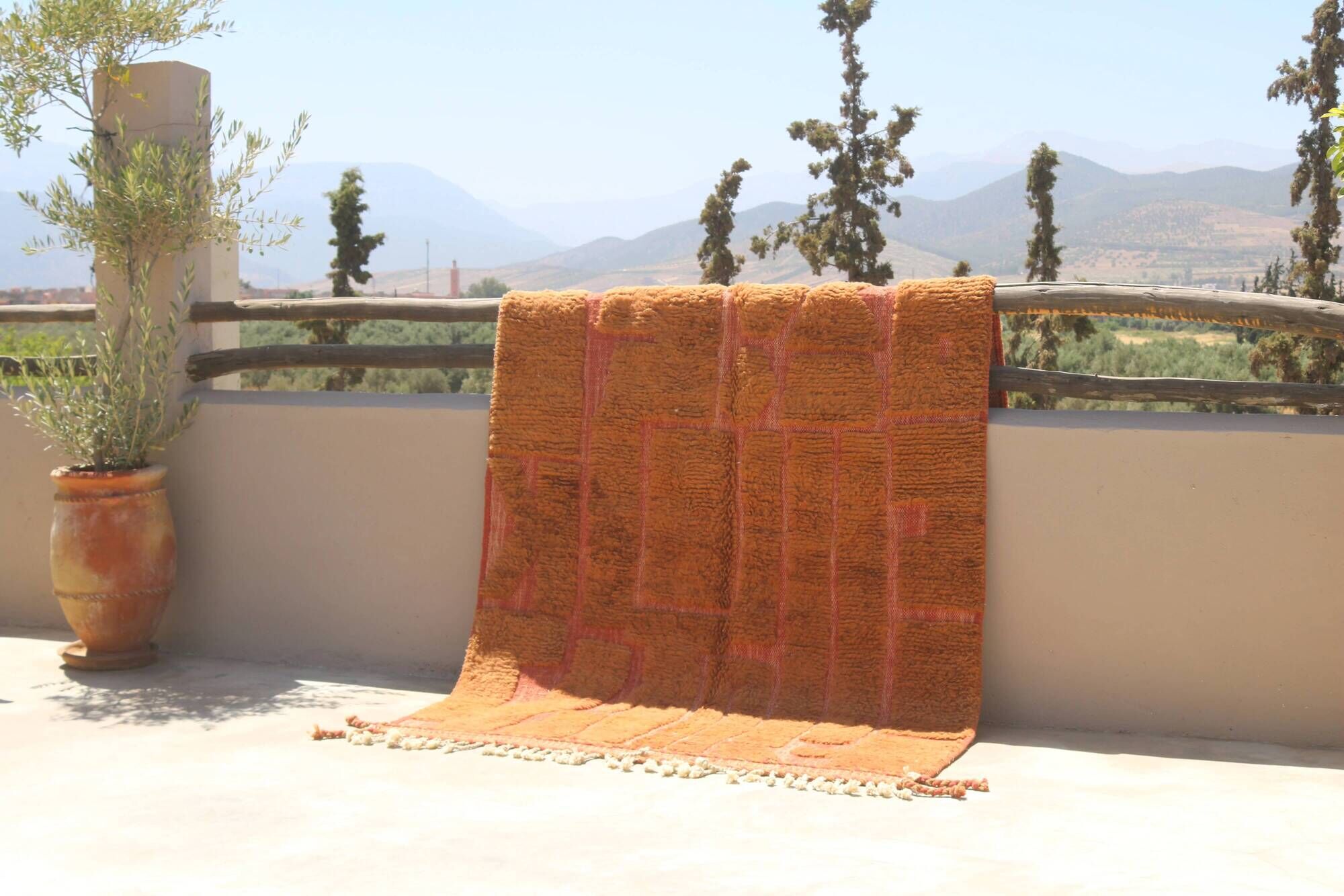 Handwoven Beni Ouarain rug 255×155cm – Terracotta & Clay - AZ821