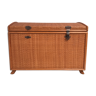 Trunk trunk in canned rattan 50s-60s