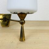 Double opaline and brass wall light from the 50s, lunel, arlus