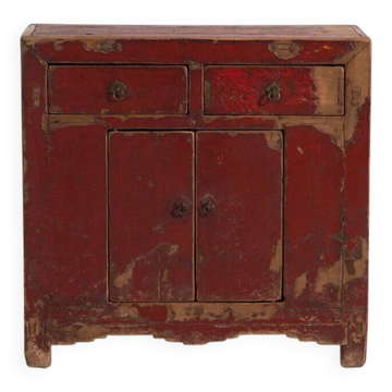 Antique pine sideboard with original red paint – China, circa 1920