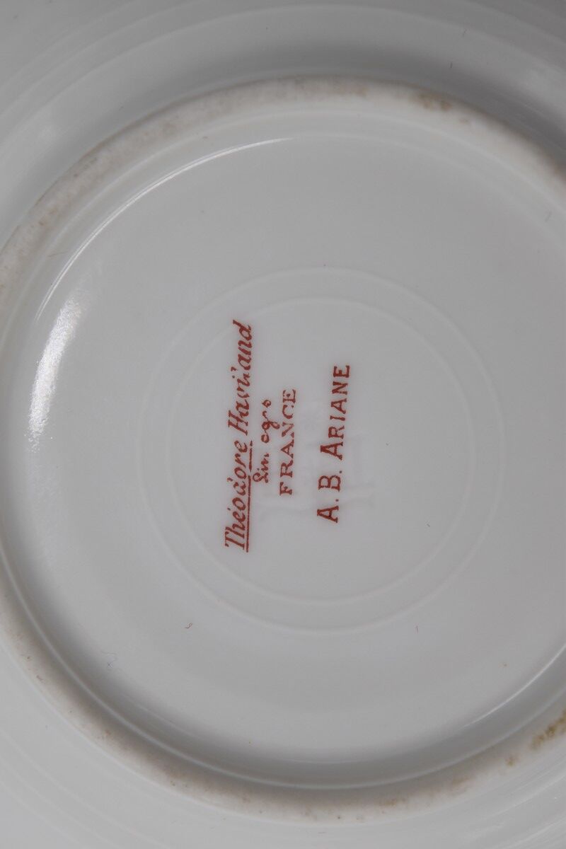 6 cups and saucers porcelain Haviland Limoges barbed-wire décor