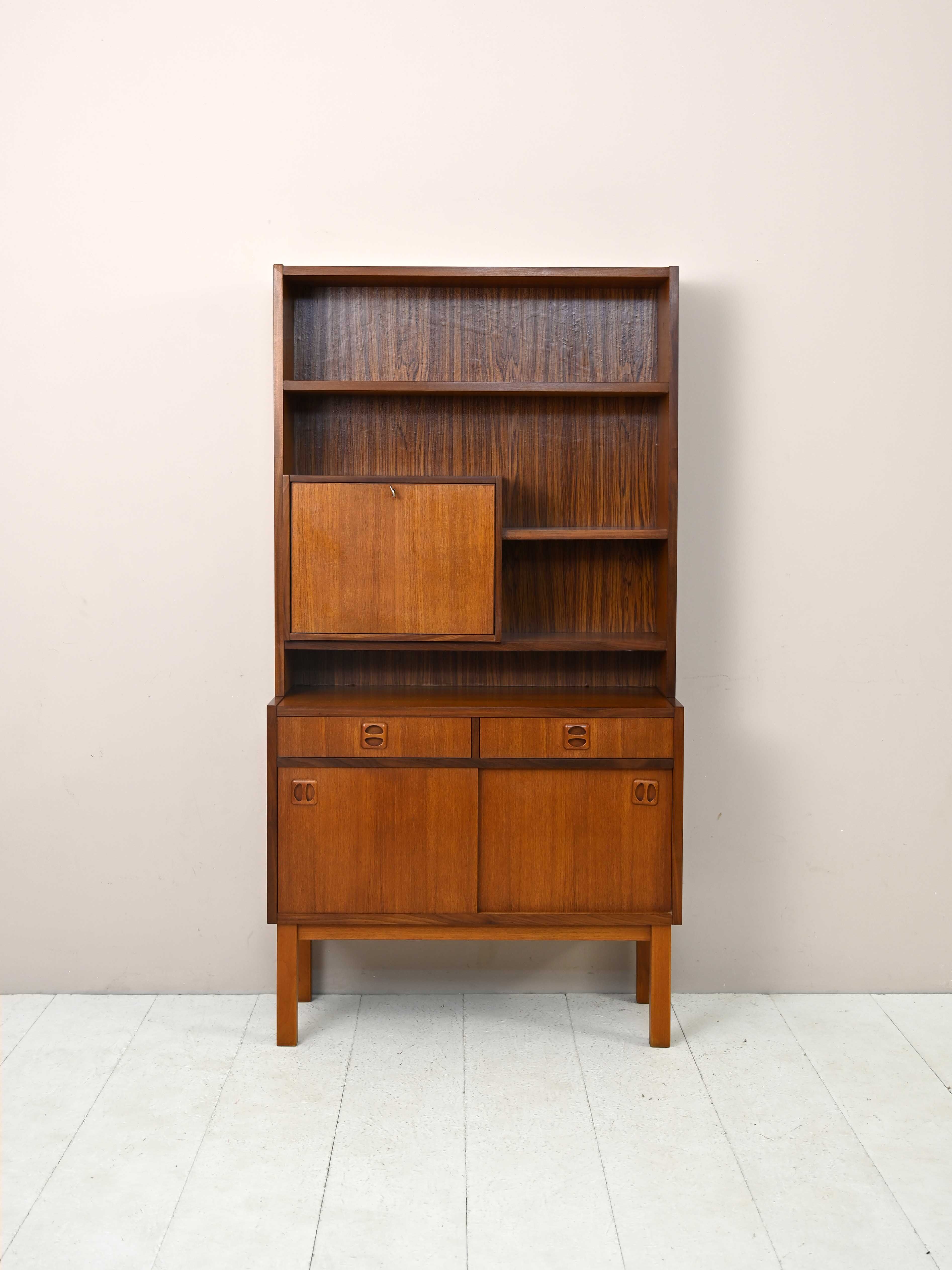 Scandinavian bookcase with bar compartment