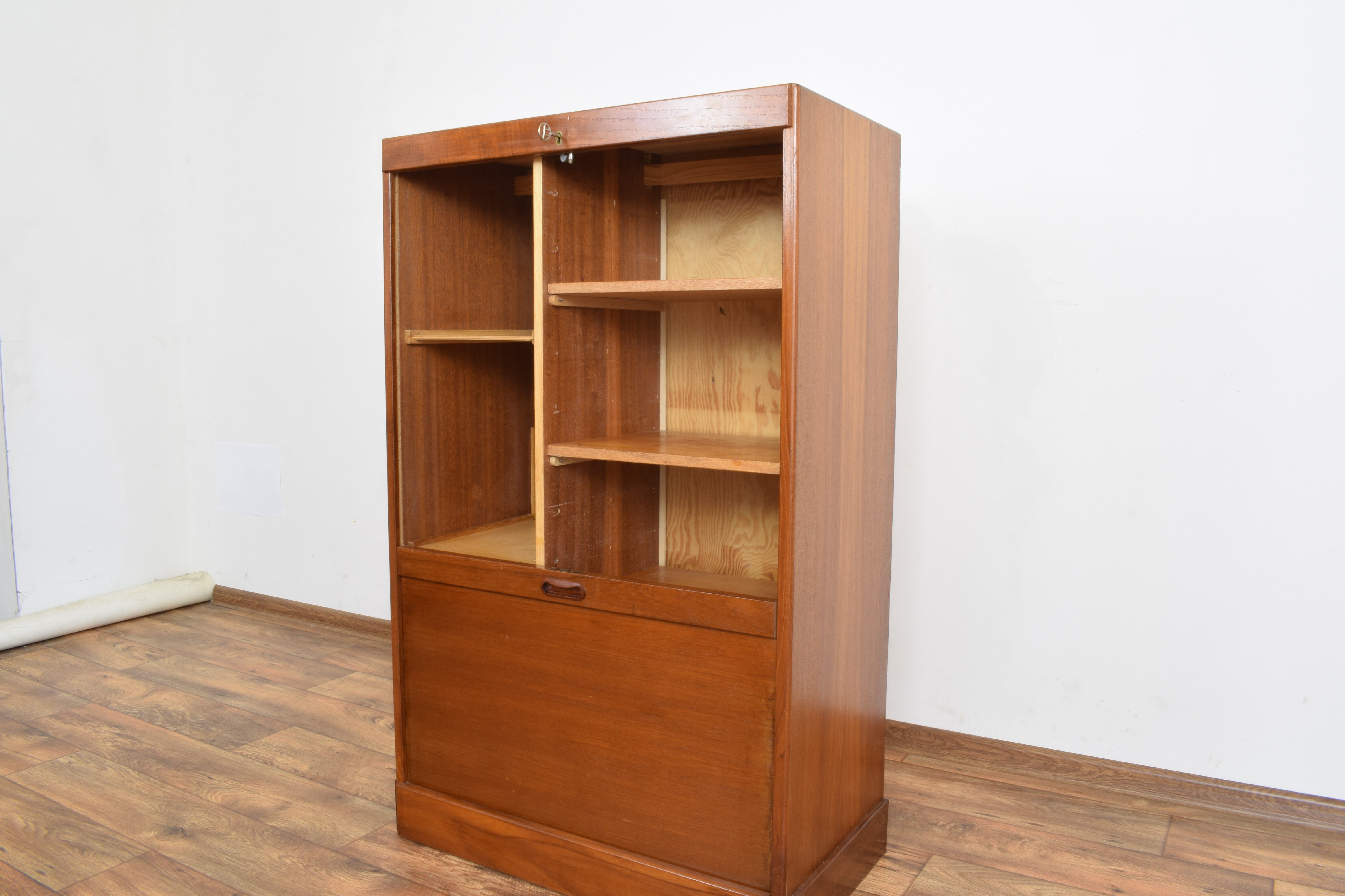 Mid-century danish teak tambour cabinet, 1960