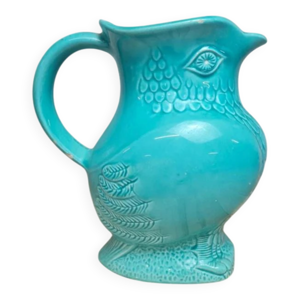 Pichet St-Clément modèle Aigle turquoise en céramique vintage