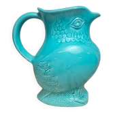 Vintage turquoise ceramic pitcher St-Clément model Aigle.
