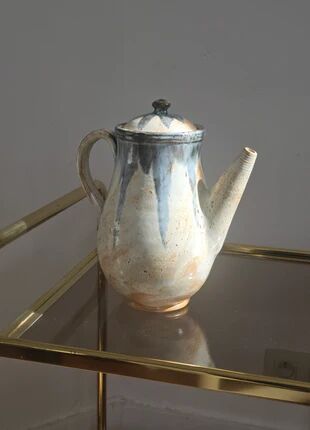 Glazed stoneware coffee pot - Biron art pottery - Vintage ceramics