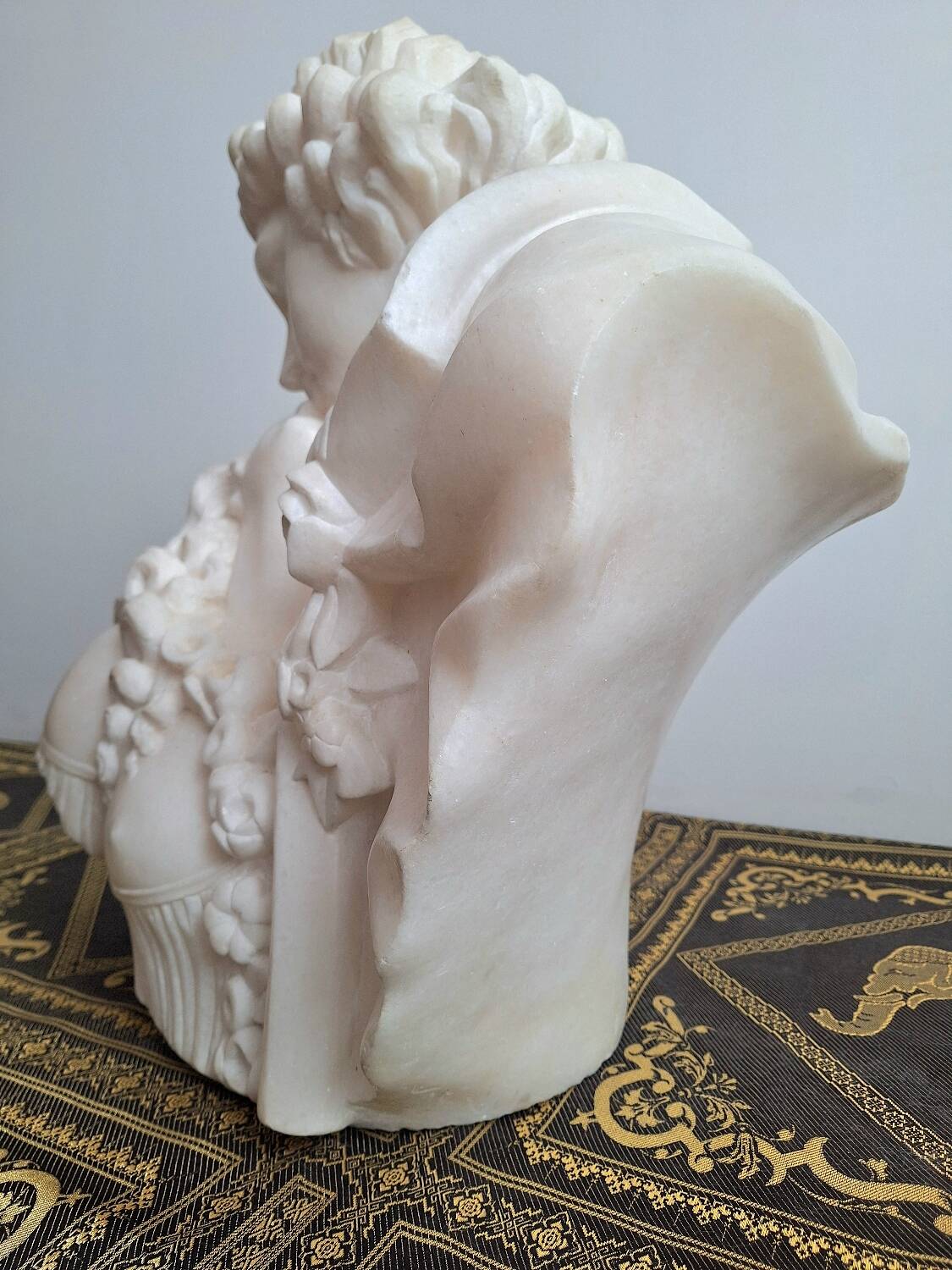 Grand marbre de Carrare d’après Jean-Antoine Houdon, buste ancien « le
