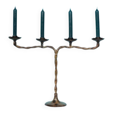Chandelier vintage années 60, chandelier Japandi patiné bronze
