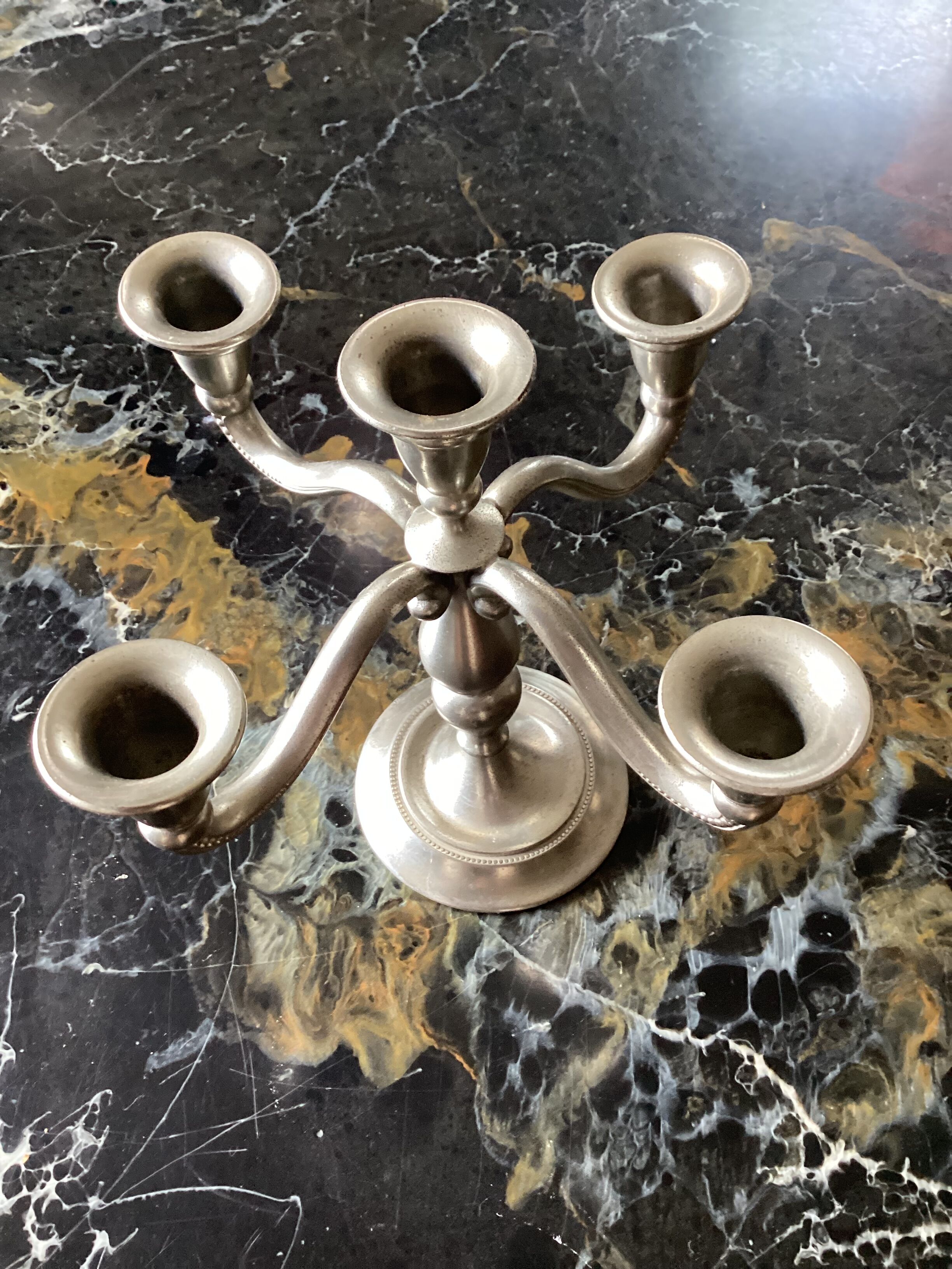 Royal Holland pewter candle holder with five candles dimension: height -20cm- width -18cm-