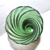 Vase ancien en verre de Clichy jaspé vert moucheté blanc