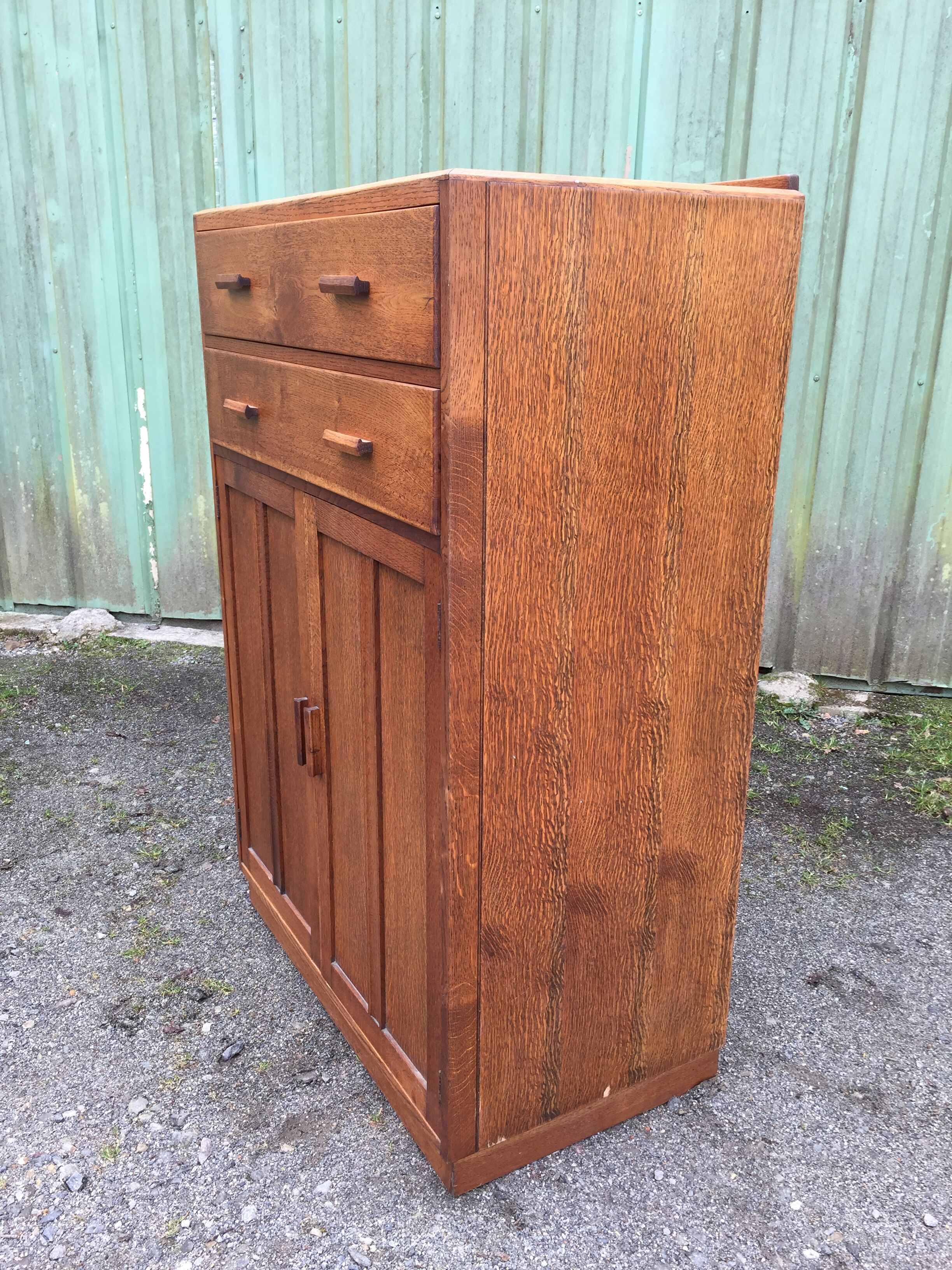 Vintage wardrobe said tall boy oak with 2 drawers and 2 doors