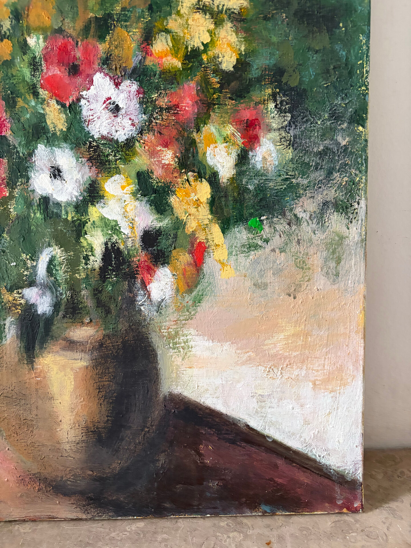 Bouquet de fleurs, huile sur toile