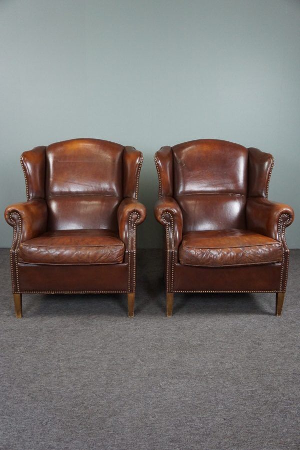 Set of two sheepskin armchairs