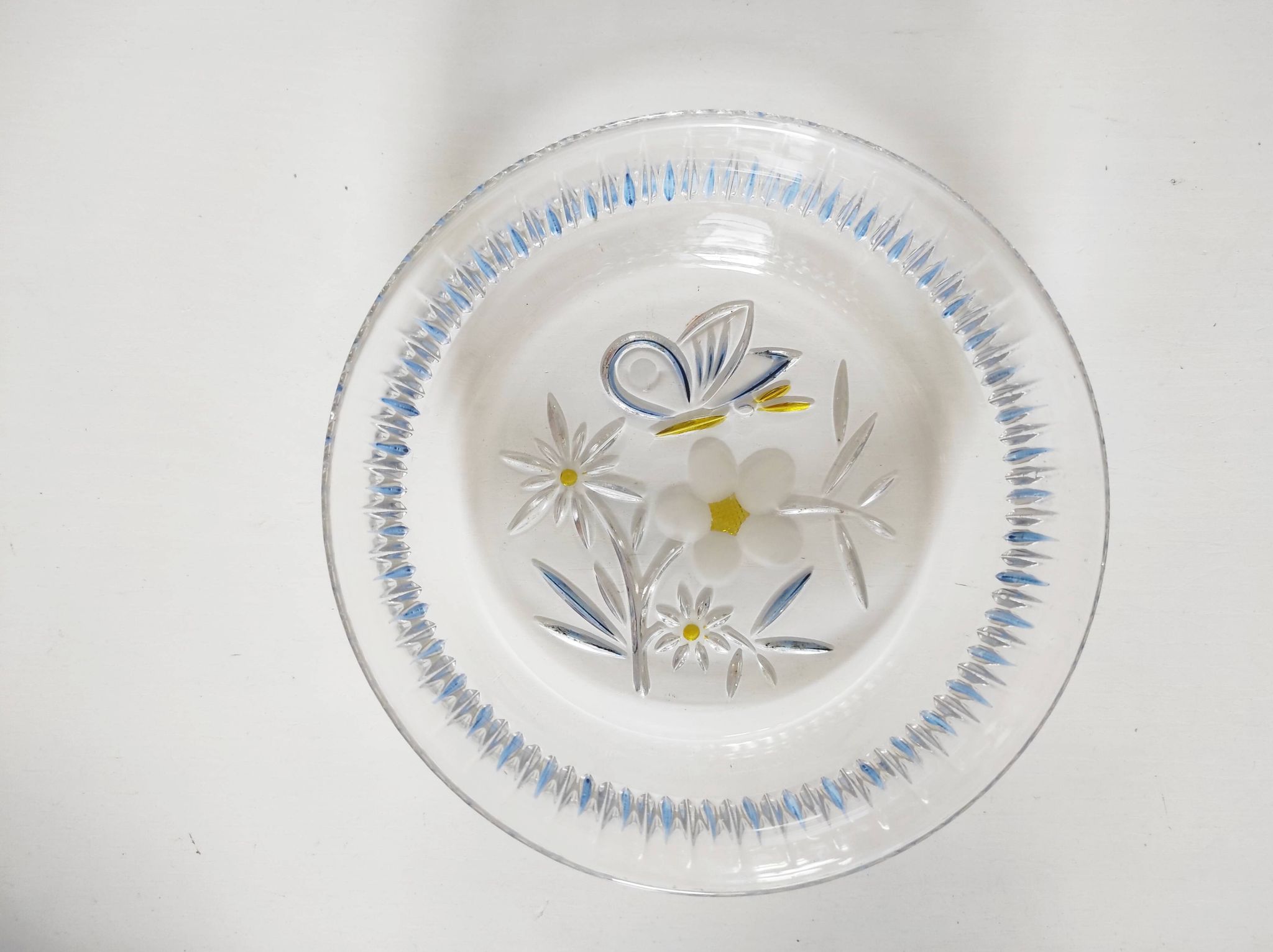 Coupe en verre Walther glass papillon et fleurs
