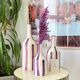 Vase artisanal bouteille mauve rayé