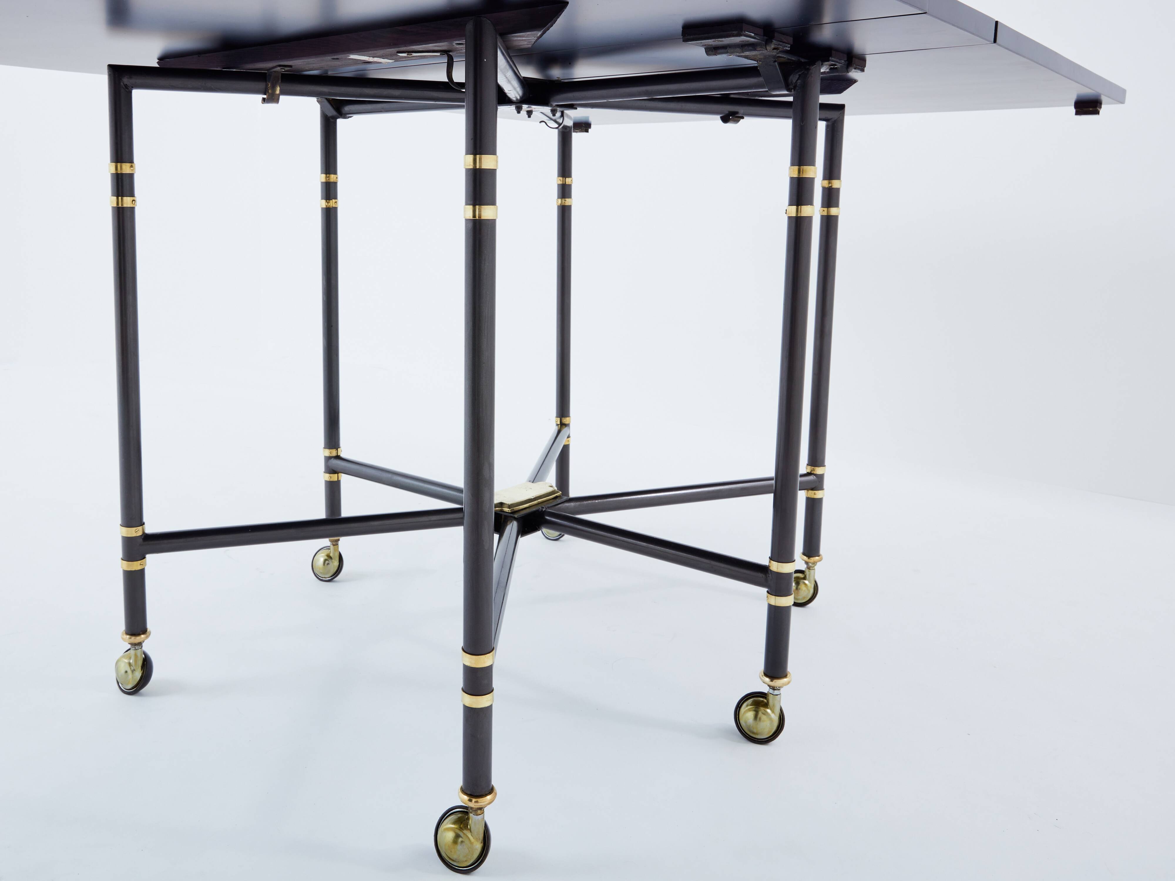 Maison Jansen Royal extendable black lacquer dining table 1960