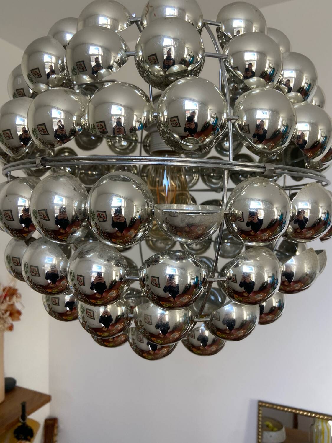 Space age chrome pendant light