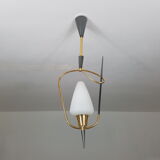 Black and gold chrome pin hanging lamp, 1950