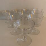 10 old crystal champagne glasses