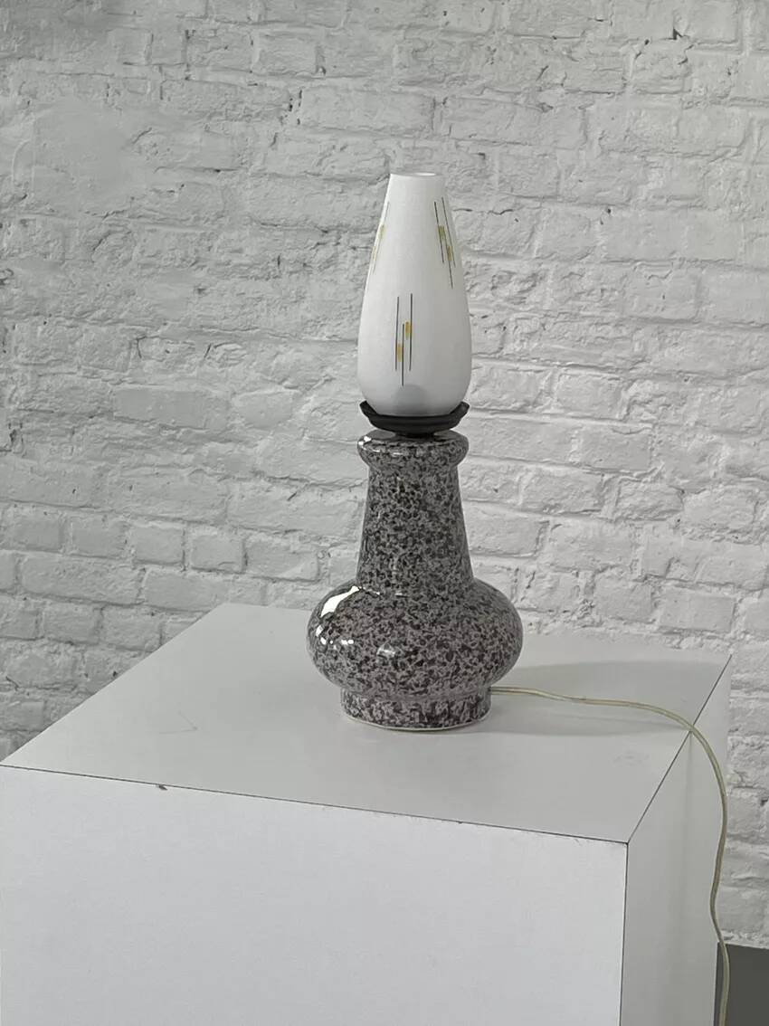 Vintage ceramic and opaline lamp