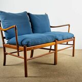 Danish 2-seater sofa in mahogany and cane by Ole Wanscher, 1960.