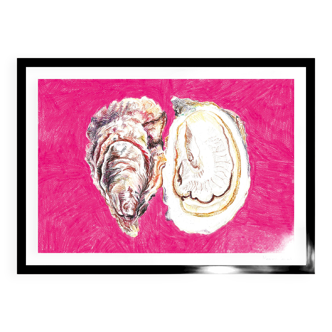 Dessin Les Huîtres - dessin coquillage au crayon de couleur