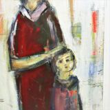 Vintage Oil Painting Artwork Abstract Mother and Child 106cm