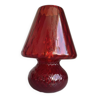 Italian Red Murano Glass Italian Techinch "Ballotton" Pattern