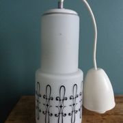 Suspension lampe abat jour verre motif arabesque