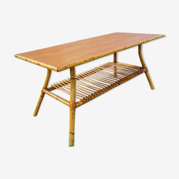 Table basse en rotin 1960